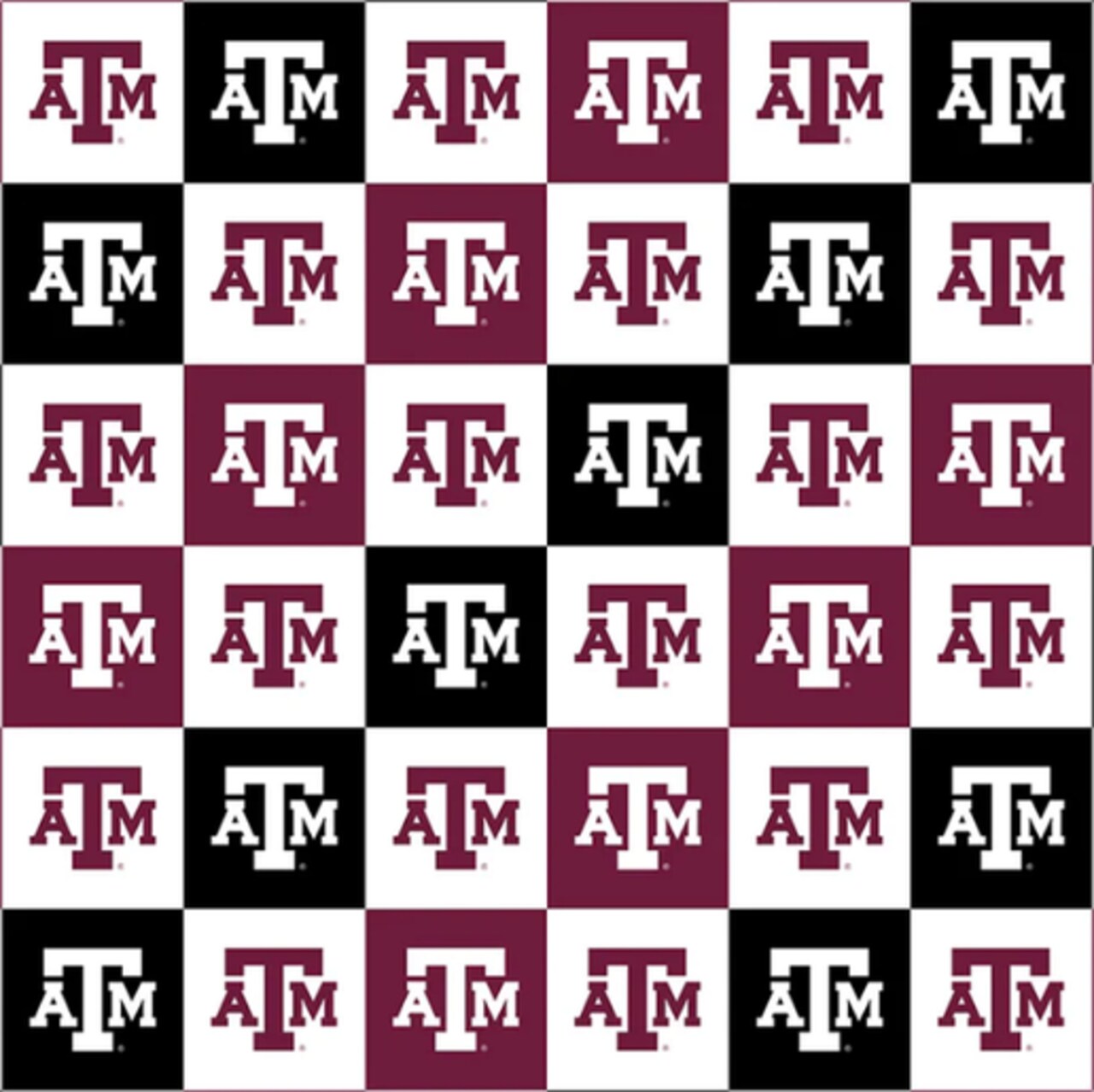 Licensed NCAA Texas A&M University Collegiate Check TAM-1158 Cotton Fabric by the Yard